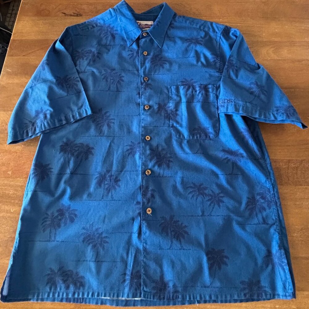 Reyn Spooner Shirt Adult Large Blue Hawaiian Tropic Button Up Mens Large Prokids